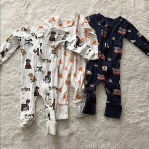 Kids Footed One-Piece Pajama - White Dog & Pizza Print